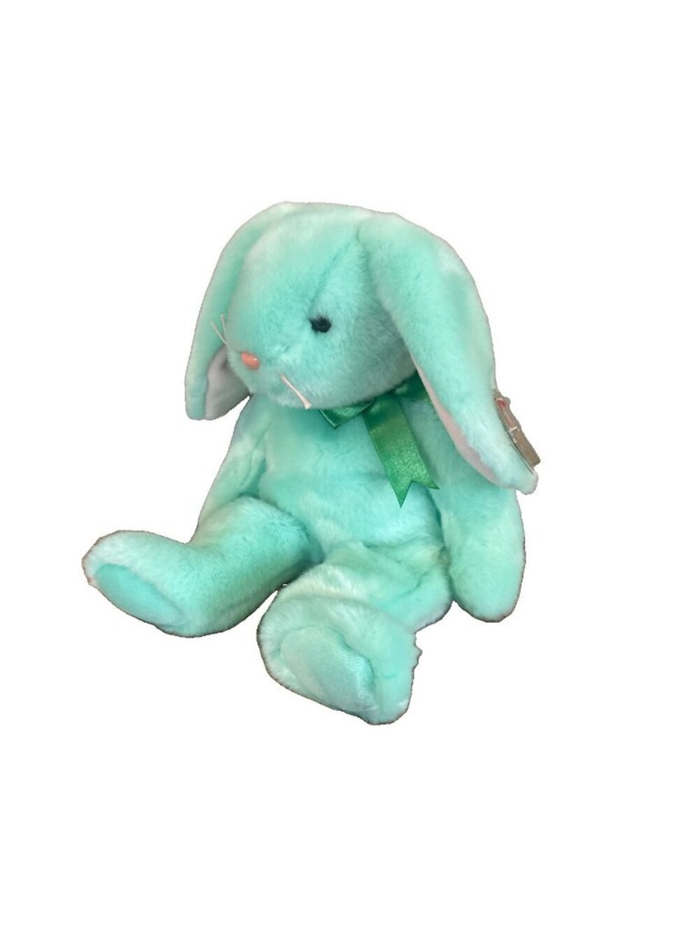 Ty Beanie Buddy Spring MInt Hippity Easter Bunny Ribbon Bow Plush Toy 13" Tags